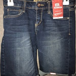 Dark wash denim shorts